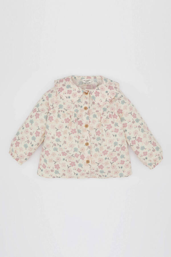 Baby Girl Floral Baby Collar Long Sleeve Shirt Light Pink - 6