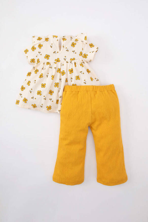 Baby Girl Floral Blouse and Pants 2-Piece Set Yellow - 5