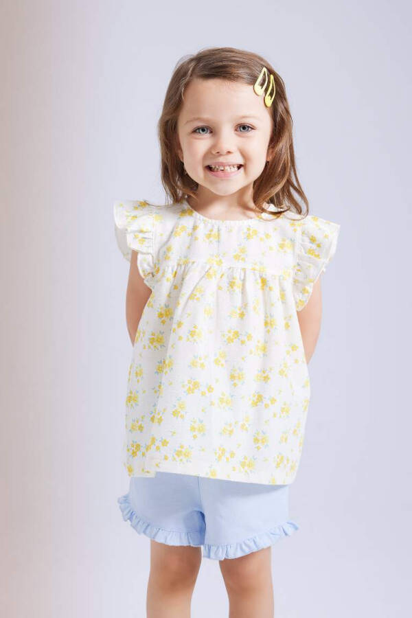 Baby Girl Floral Linen Look Sleeveless Shirt Ecru - 1