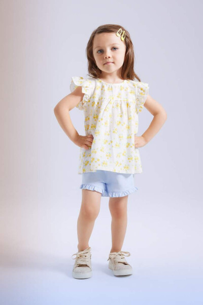 Baby Girl Floral Linen Look Sleeveless Shirt Ecru - 2