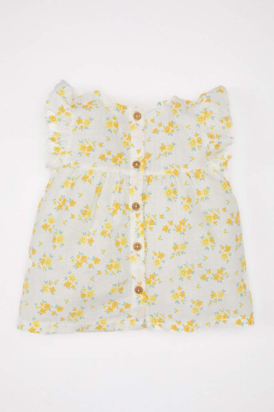 Baby Girl Floral Linen Look Sleeveless Shirt Ecru - 7