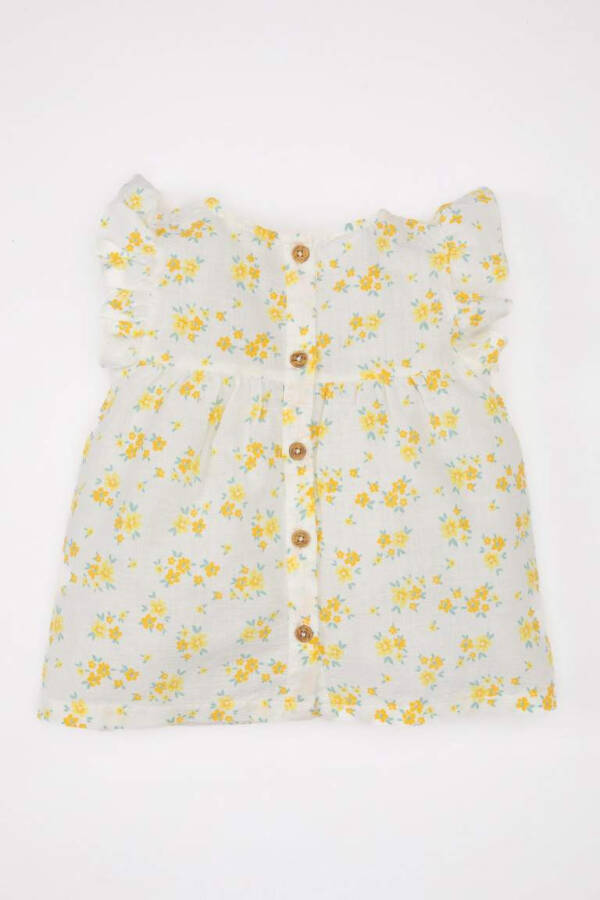 Baby Girl Floral Linen Look Sleeveless Shirt Ecru - 7