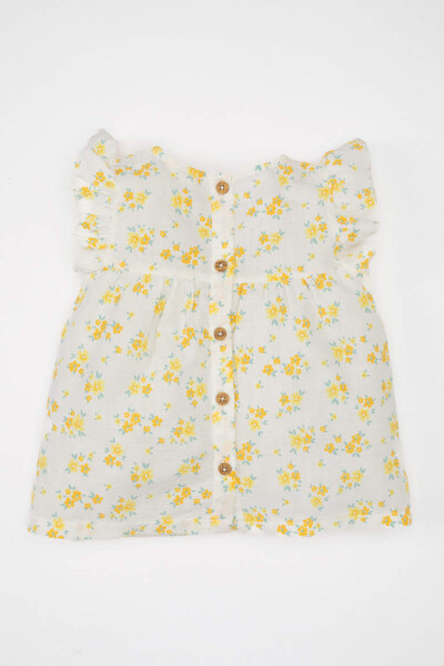 Baby Girl Floral Linen Look Sleeveless Shirt Ecru - 11