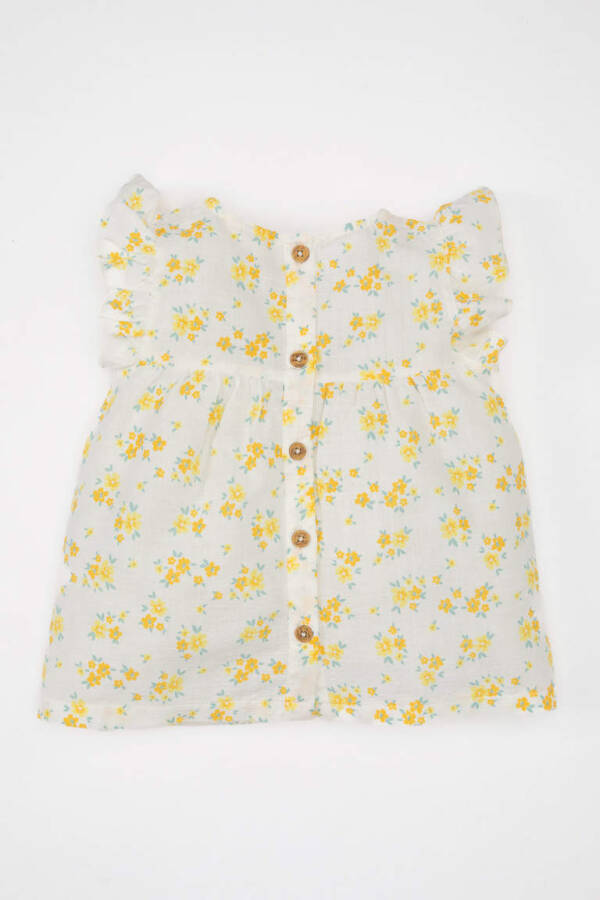 Baby Girl Floral Linen Look Sleeveless Shirt Ecru - 11