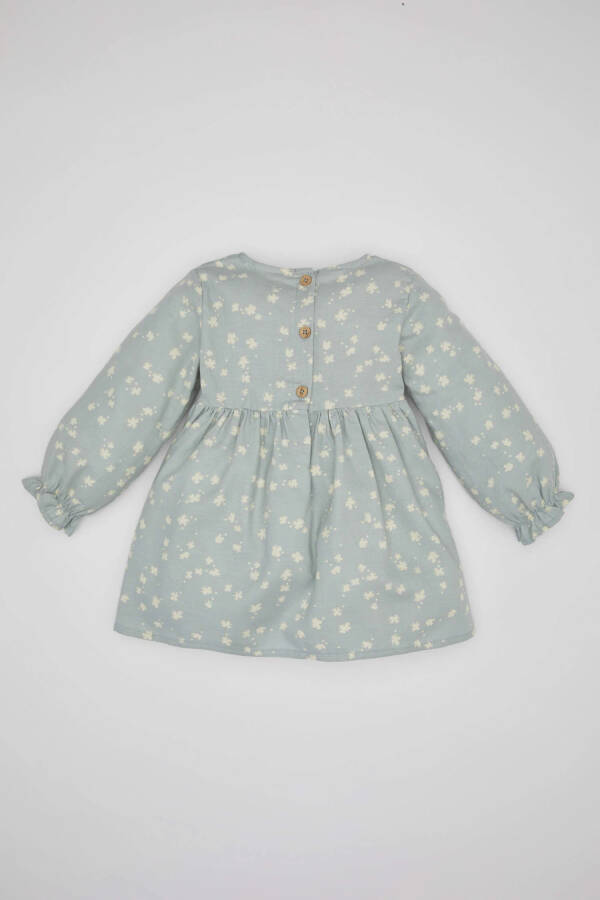 Baby Girl Floral Long Sleeve Twill Dress Mint - 9