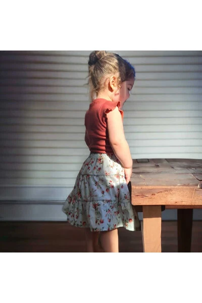Baby Girl Floral Print Ruffle Skirt - BEBEĞİME ÇORAP