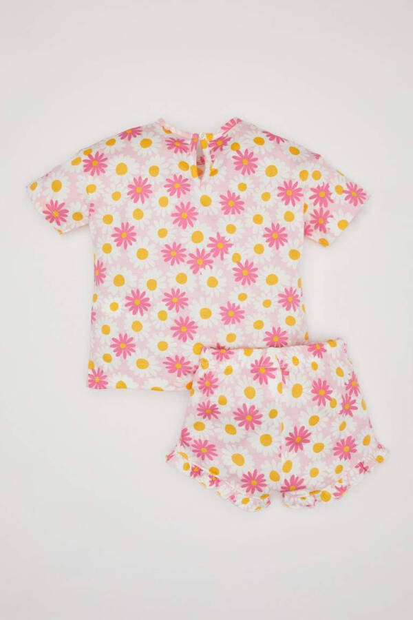 Baby Girl Floral Short Sleeve T-Shirt Shorts 2 Piece Set Pink - 7