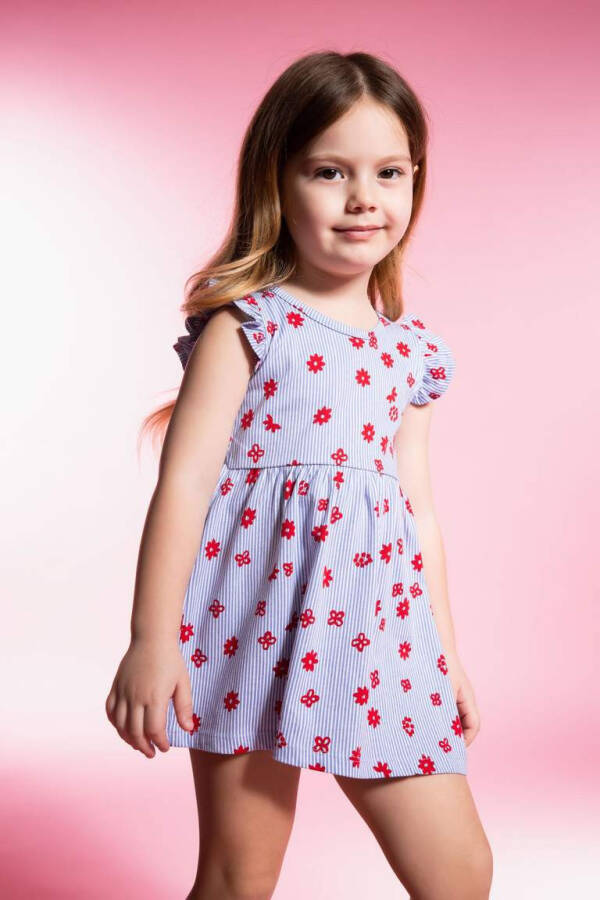 Baby Girl Floral Sleeveless Dress Blue - 4