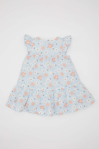 Baby Girl Floral Sleeveless Poplin Dress Light Blue - 5