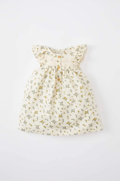 Baby Girl Floral Sleeveless Twill Dress - 1