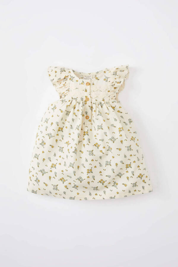 Baby Girl Floral Sleeveless Twill Dress - 5