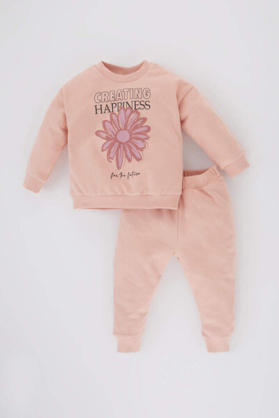 Baby Girl Floral Sweatshirt and Jogger Pants Set of 2 Pink - 1