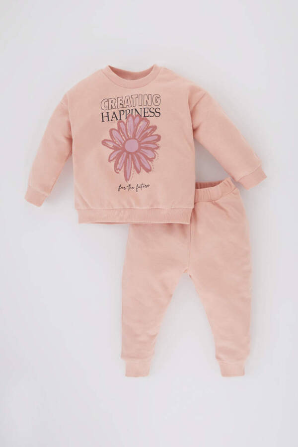 Baby Girl Floral Sweatshirt and Jogger Pants Set of 2 Pink - 1