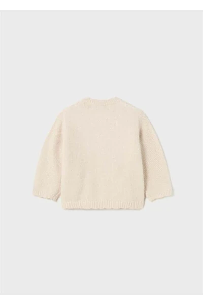 Baby Girl Flower Embroidered High Neck Knit Cardigan - 3