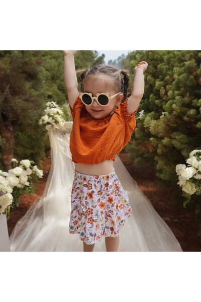 Baby Girl Flower Print Ruffle Skirt - 4