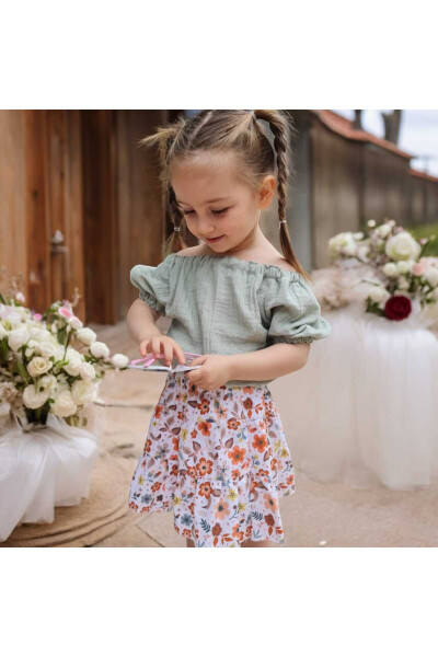 Baby Girl Flower Print Ruffle Skirt - 5