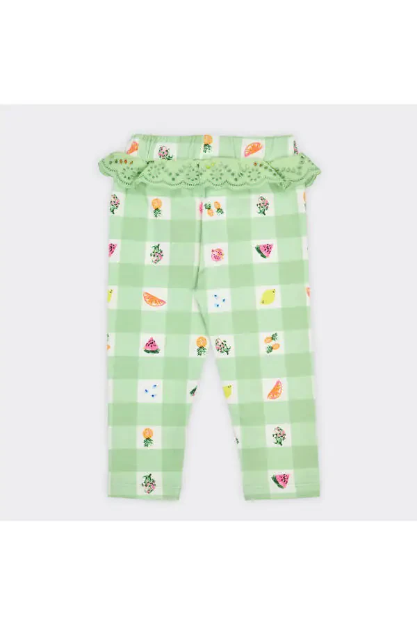 Baby Girl Fruit Patterned Mint Leggings - 5