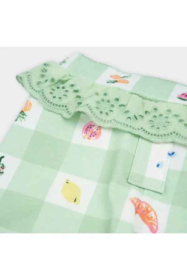 Baby Girl Fruit Patterned Mint Leggings - 6