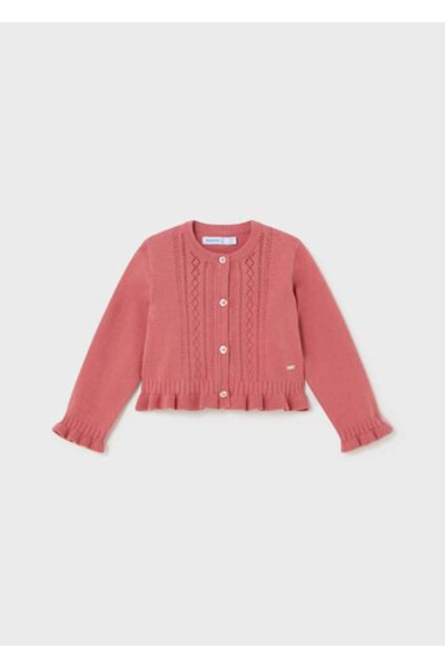 Baby Girl Garnet Flower Knit Cardigan 01382-083 - 1