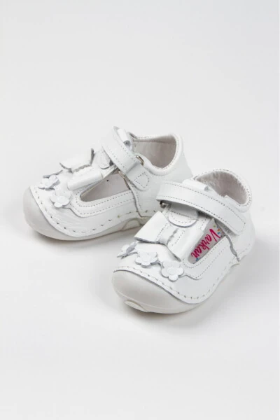 Baby Girl Genuine Soft Leather White Orthopedic First Step Shoes - SHOPLAND
