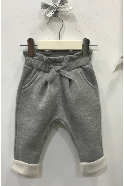 Baby Girl Grey Glitter Sweatpants - ÇIKOBY