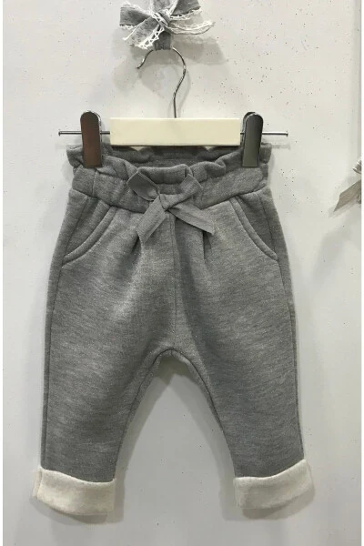 Baby Girl Grey Glitter Sweatpants - Modazone