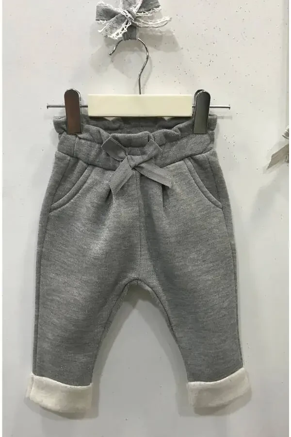 Baby Girl Grey Glitter Sweatpants - 1