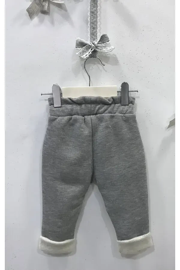 Baby Girl Grey Glitter Sweatpants - 2