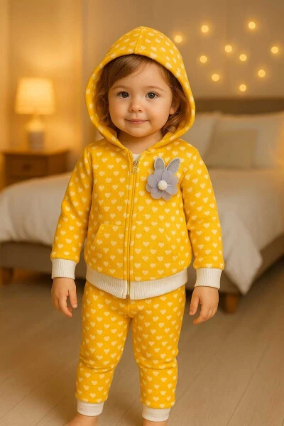 Baby Girl Heart Jacquard 3-Piece Set - DONINO