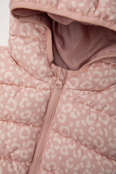 Baby Girl Hooded Patterned Puffer Vest - 2