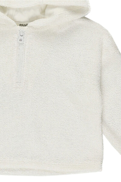 Baby Girl Hooded Towel White Sweatshirt - 6