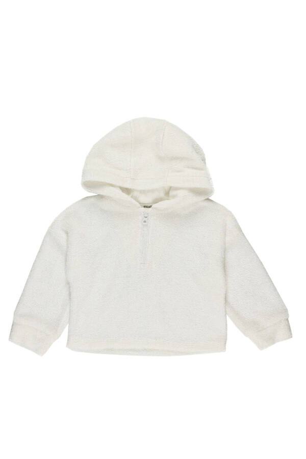 Baby Girl Hooded Towel White Sweatshirt - 1