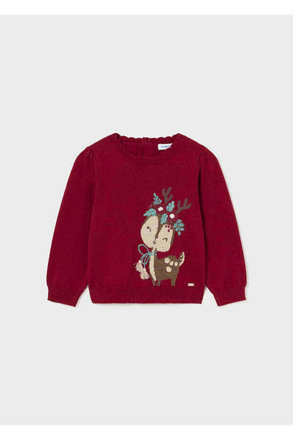 Baby Girl Jacquard Sweater Red 2322 - 1