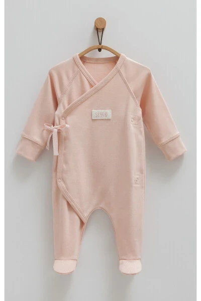 Baby Girl Jumpsuit 100% Cotton Side Zipper (0-1, 1-3 months with booties - 3-6 months without booties) - 1