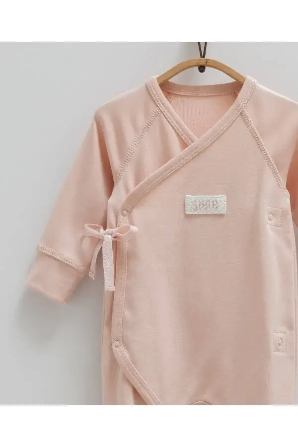 Baby Girl Jumpsuit 100% Cotton Side Zipper (0-1, 1-3 months with booties - 3-6 months without booties) - 2