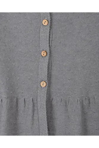 Baby Girl Knit Pleated Waist Cardigan GRAY-Gray - 2