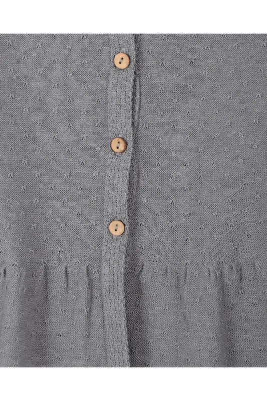 Baby Girl Knit Pleated Waist Cardigan GRAY-Gray - 2