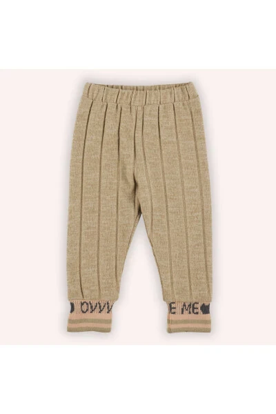 Baby Girl Knit Ribbed Beige Tights - 7