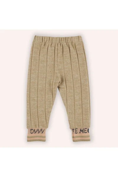 Baby Girl Knit Ribbed Beige Tights - 8