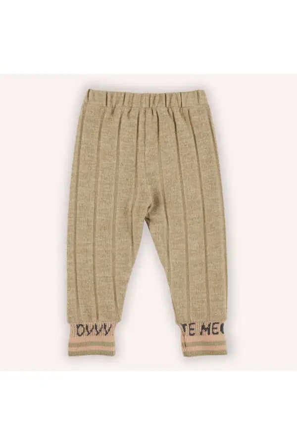 Baby Girl Knit Ribbed Beige Tights - 8