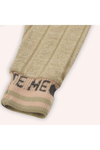 Baby Girl Knit Ribbed Beige Tights - 9