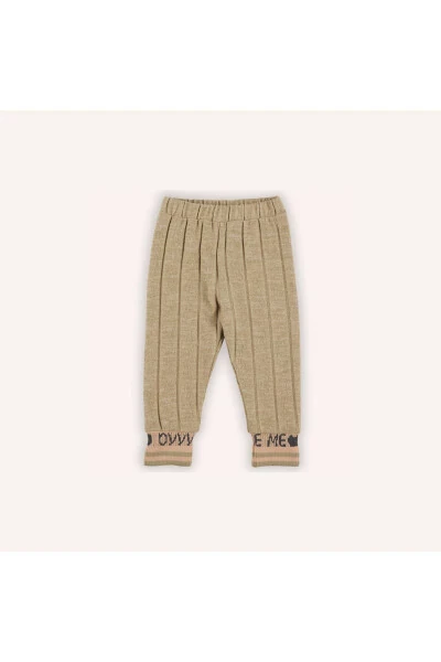 Baby Girl Knit Ribbed Beige Tights - 4