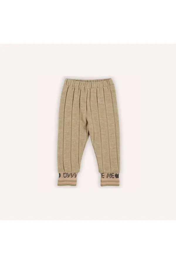 Baby Girl Knit Ribbed Beige Tights - 4