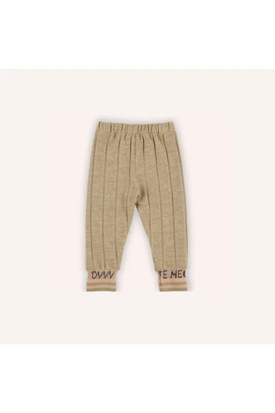 Baby Girl Knit Ribbed Beige Tights - 5