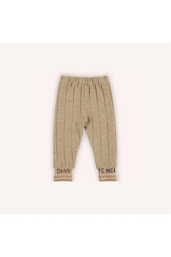 Baby Girl Knit Ribbed Beige Tights - 5