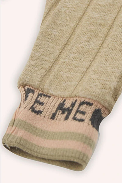 Baby Girl Knit Ribbed Beige Tights - 3