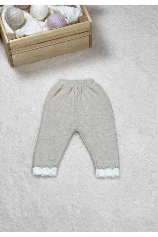 Baby Girl Knit Set with Heart Love Embroidery, Elastic Waist Top, and Patterned Bottom - 7