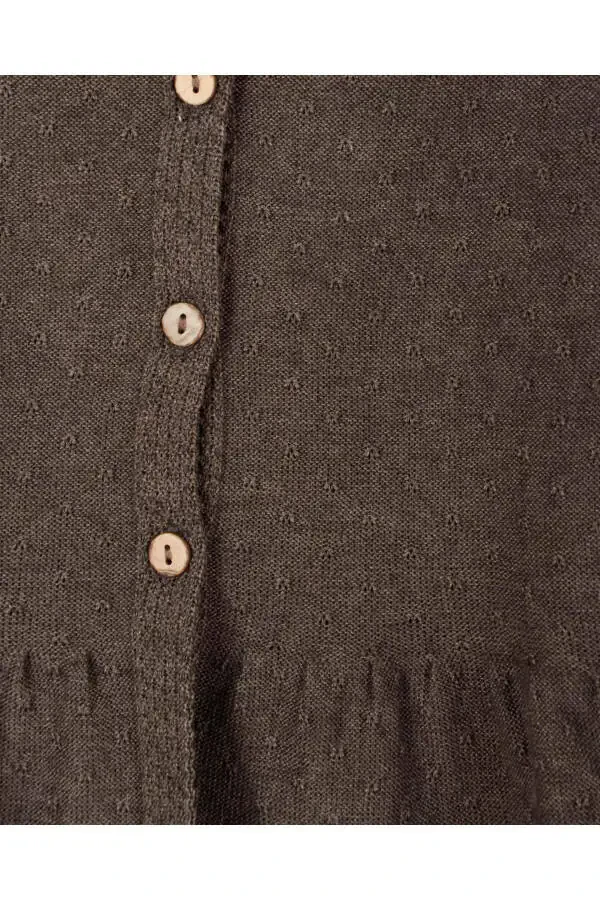 Baby Girl Knitted Belted Pleated Cardigan (COFFEE) - 2