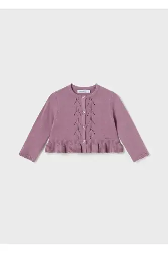 Baby Girl Knitted Cardigan Purple 2326 - PURPLE - 1