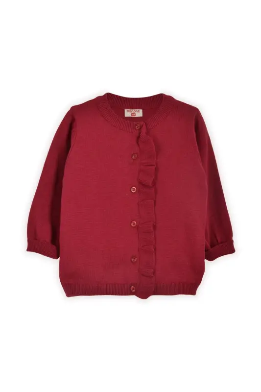 Baby Girl Knitted Ruffled Cardigan 6-24 Months Red - Red - 2